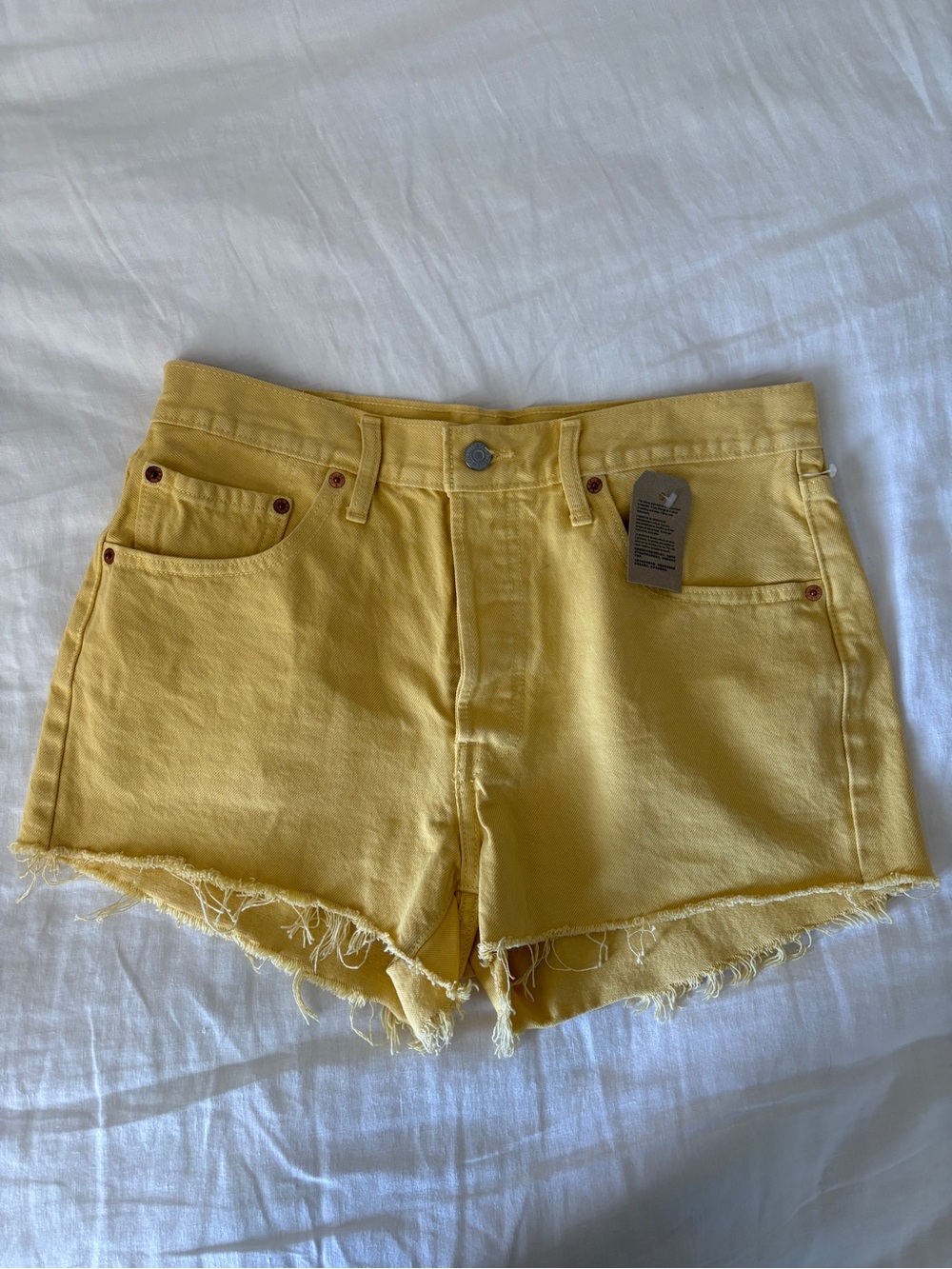 Levis 501 High-Rise Frayed Hem Denim Shorts
